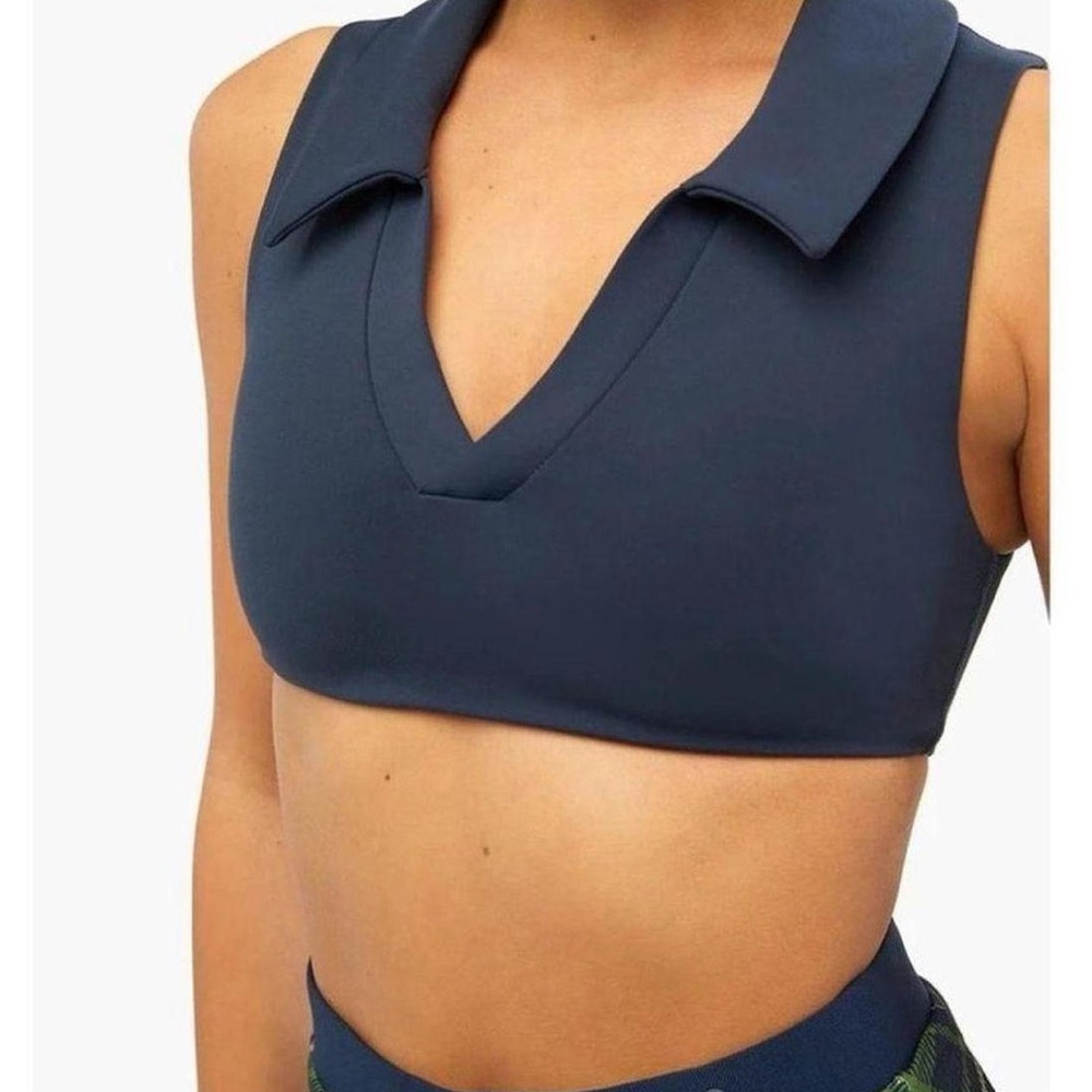 NWT We Wore What Polo Collared Sports Bra Top in Navy - S